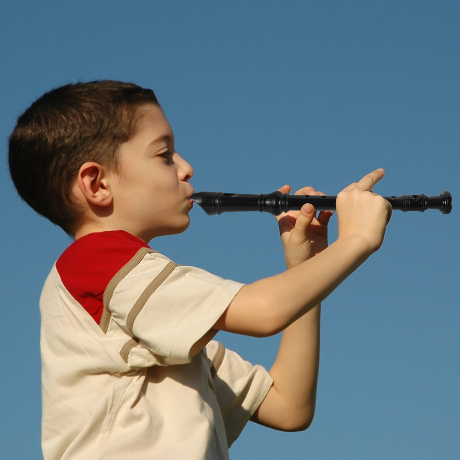 Soprano Recorder Plastic - 8穴のソプラノリコーダー。黒色の透明デザイン。ABS樹脂製。初心者向け。音楽教室での練習や家庭でのレクリエーションに最適。