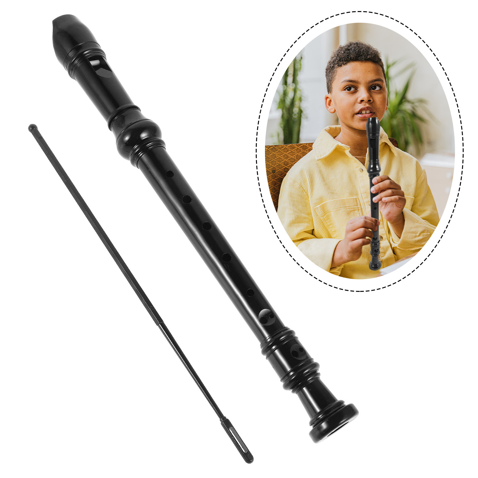 Soprano Recorder Plastic - 初心者向け、教室での使用に適した、8穴の黒色透明ABSプラスチック製ソプラノリコーダー。