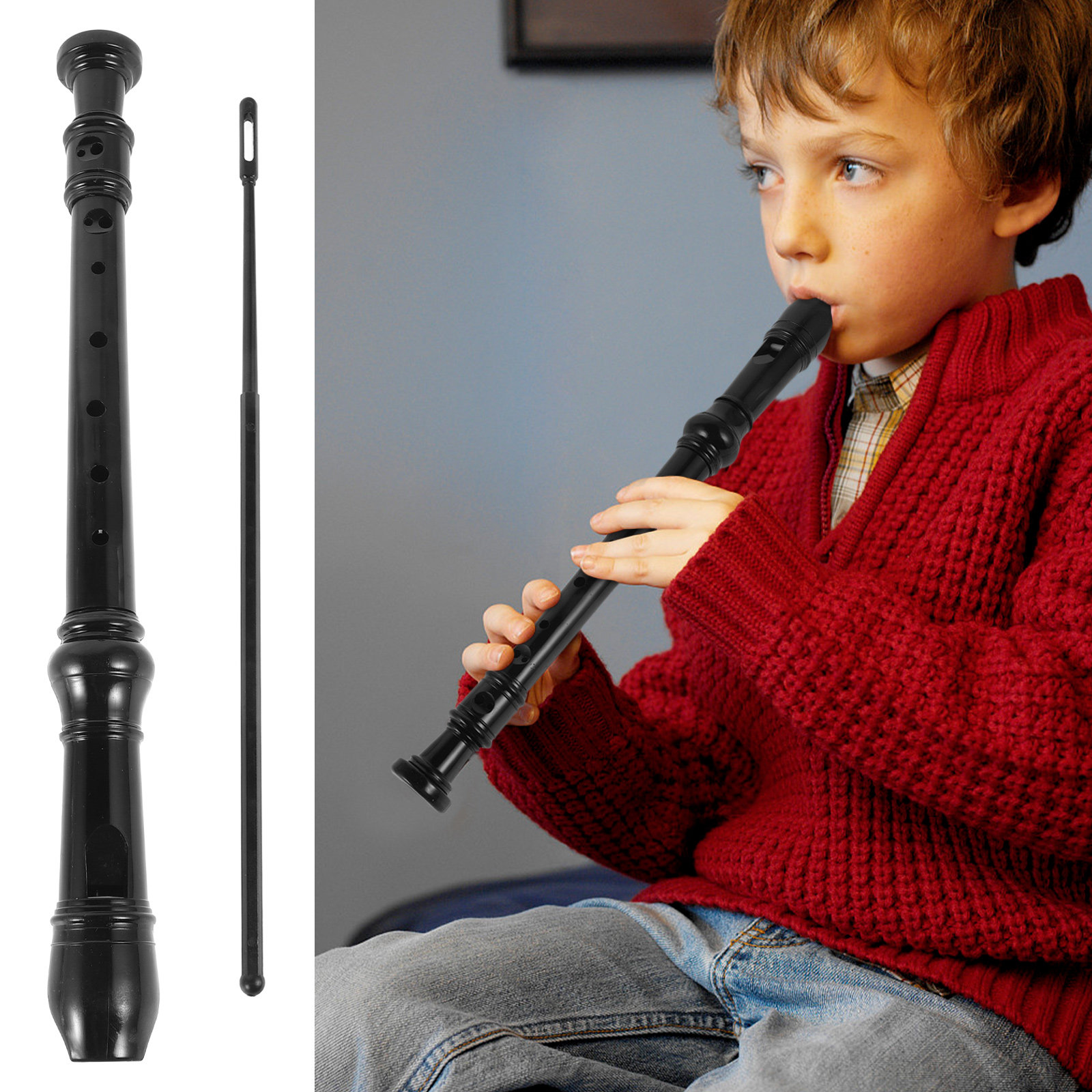 8穴の黒色透明ABS製リコーダー。子供や初心者向けのソプラノ - Soprano Recorder Plastic のレビューと価格
