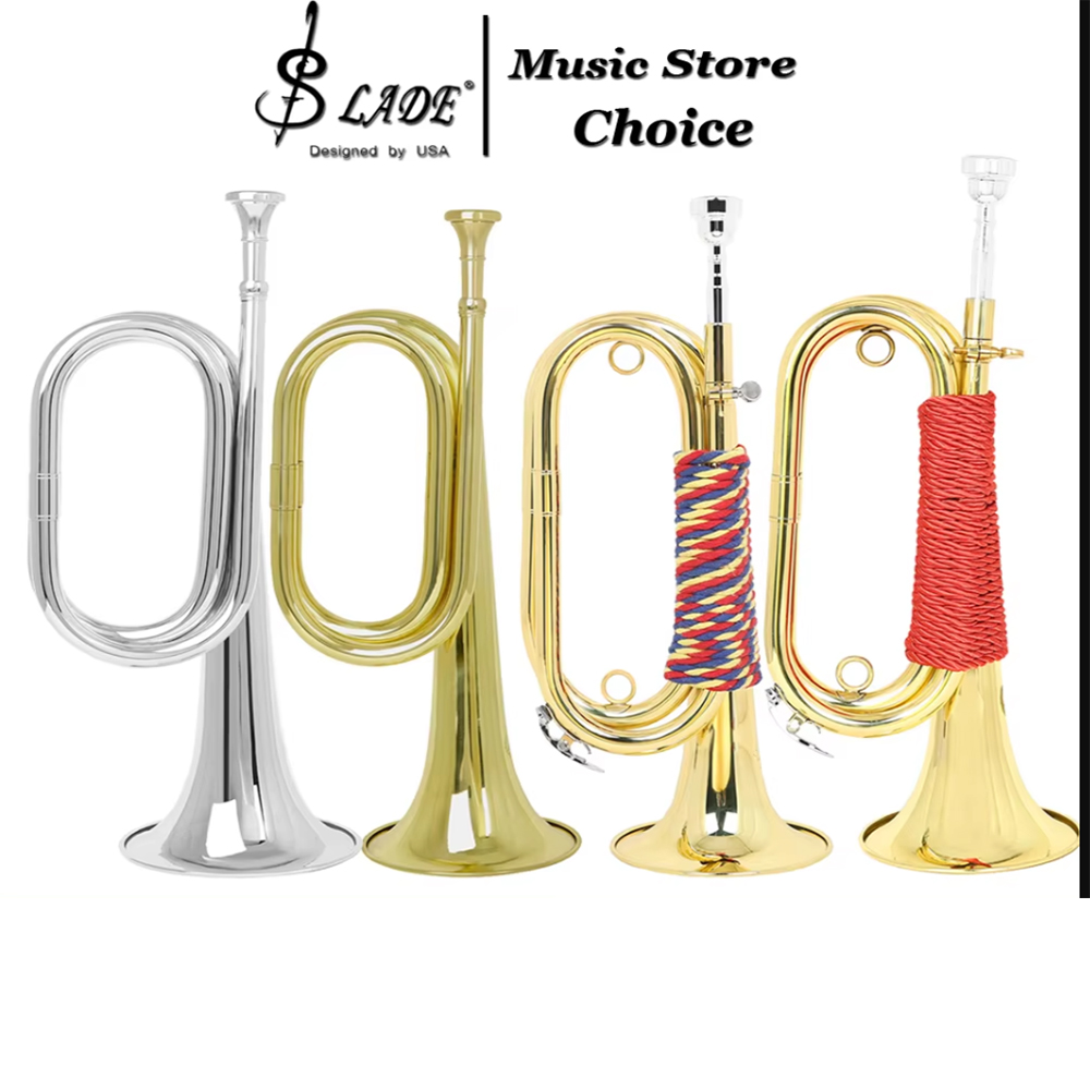Bbミニバグルトランペット真鍮製ゴールドB♭騎兵バグルトラン - Musical Instrument Bugle のレビューと価格