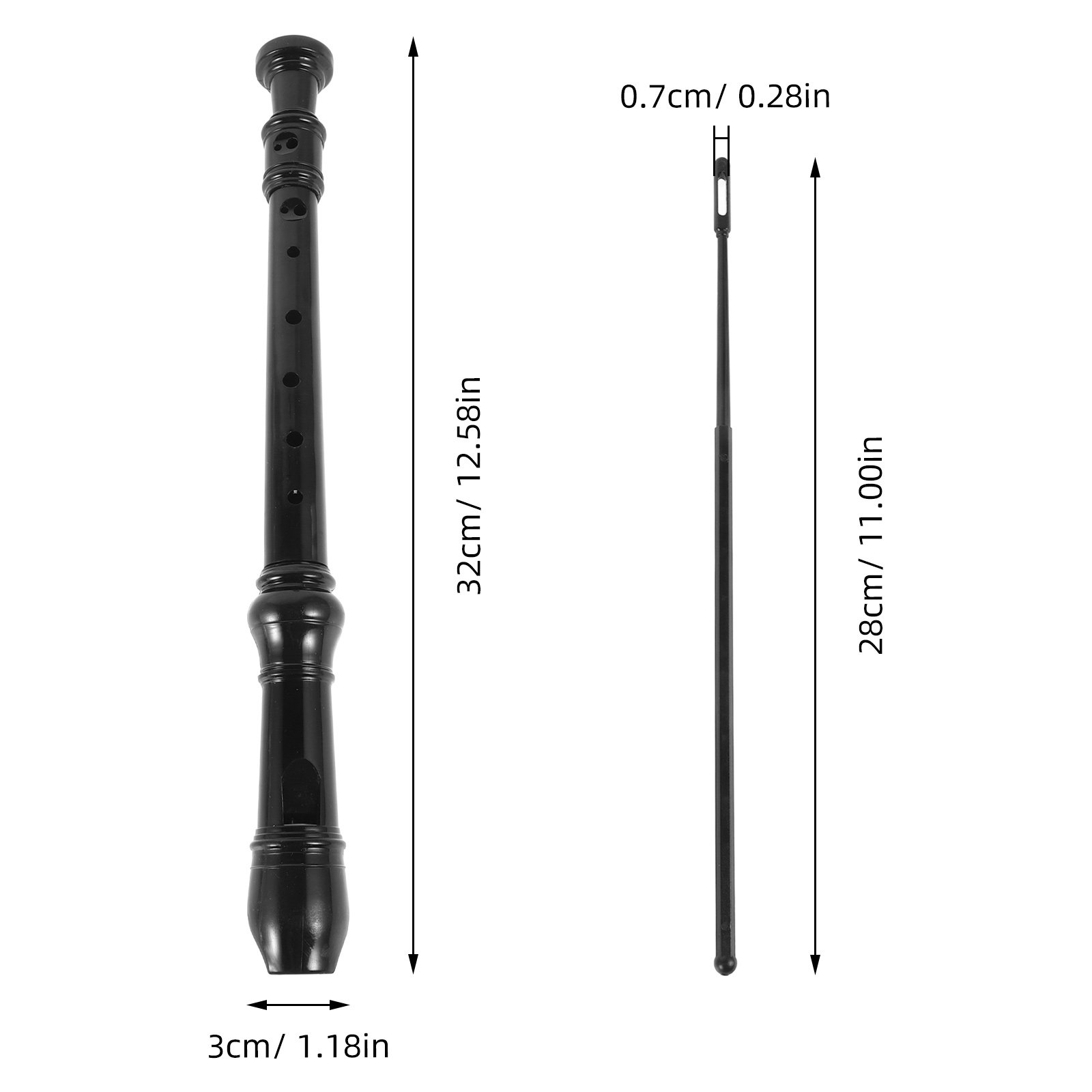 8穴の黒色透明ソプラノリコーダー。ABSプラスチック製で、子 - Soprano Recorder Plastic のレビューと価格