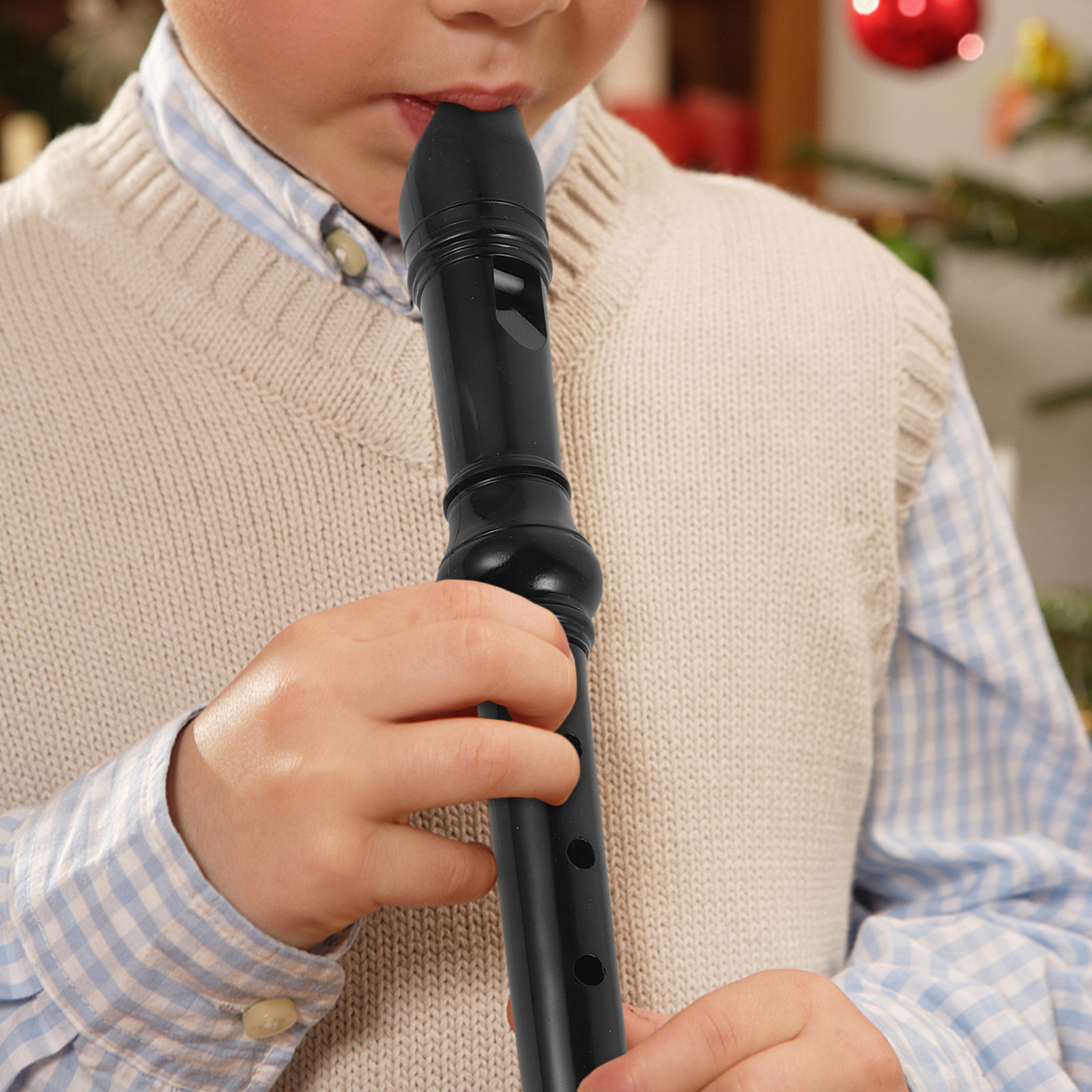 8穴の黒色透明ソプラノリコーダー。ABSプラスチック製で、子 - Soprano Recorder Plastic のレビューと価格