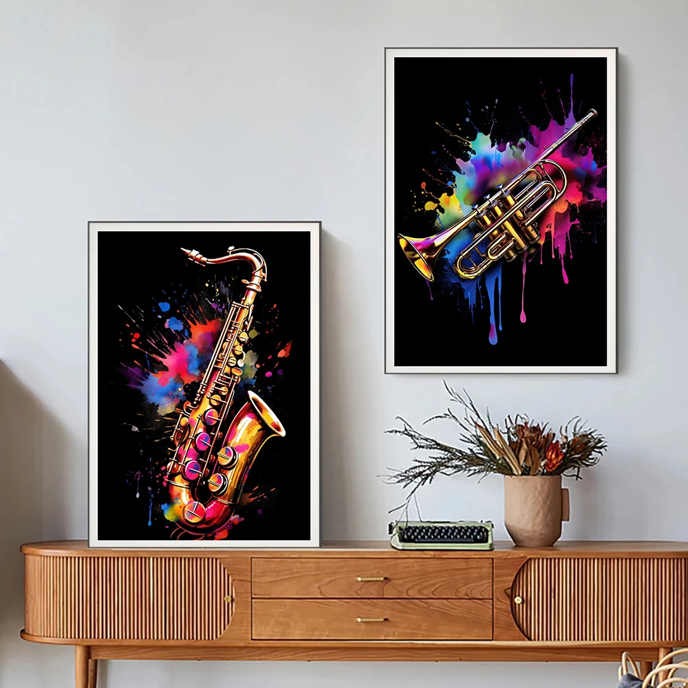 楽器：バイオリン、ハープ、サックス、ウクレレ。ポスター、プリ - Picture Of Musical Instrument のレビューと価格
