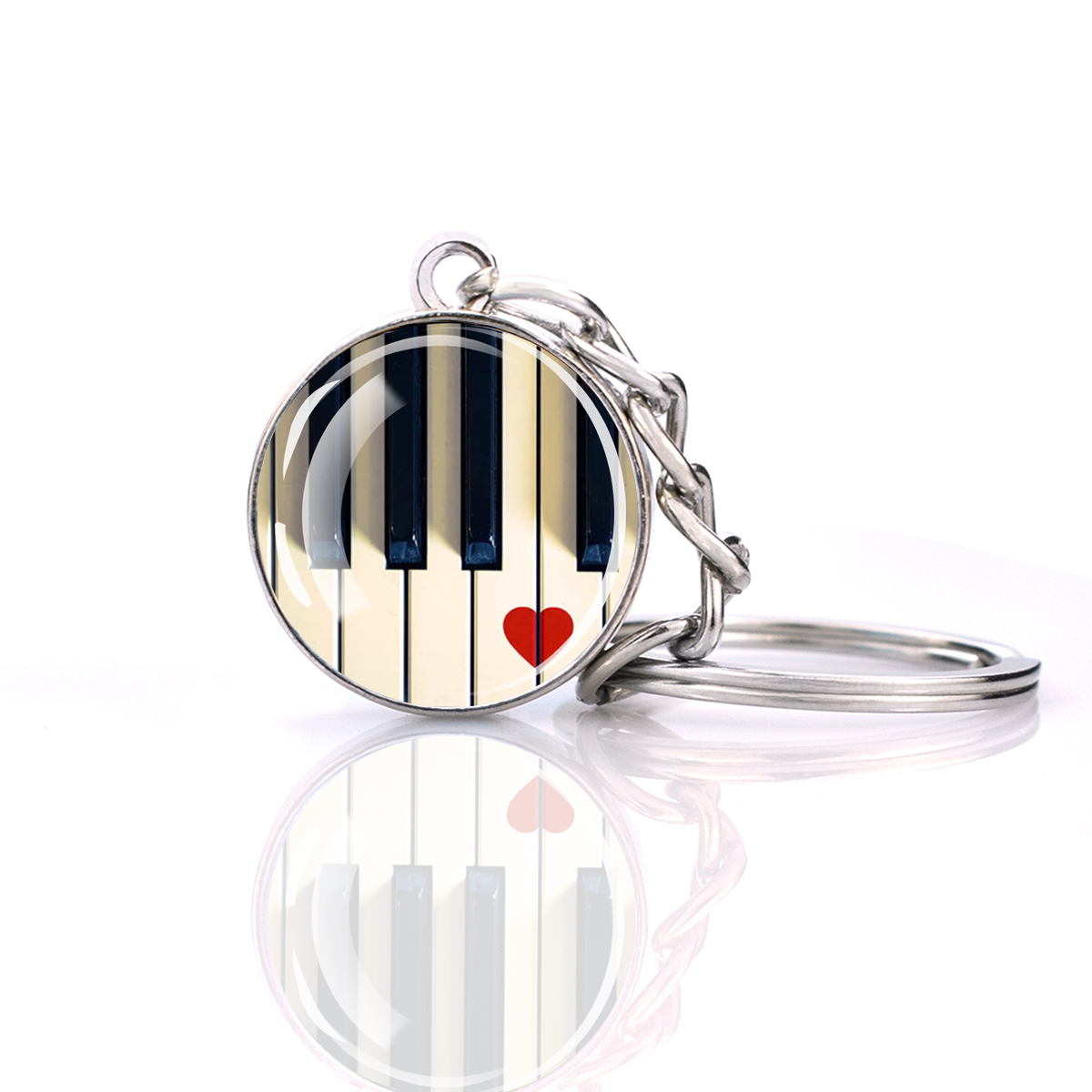 ピアノキーホルダー楽器裂け絵ガラスボールキーチェーンギターク - Picture Of Musical Instrument のレビューと価格