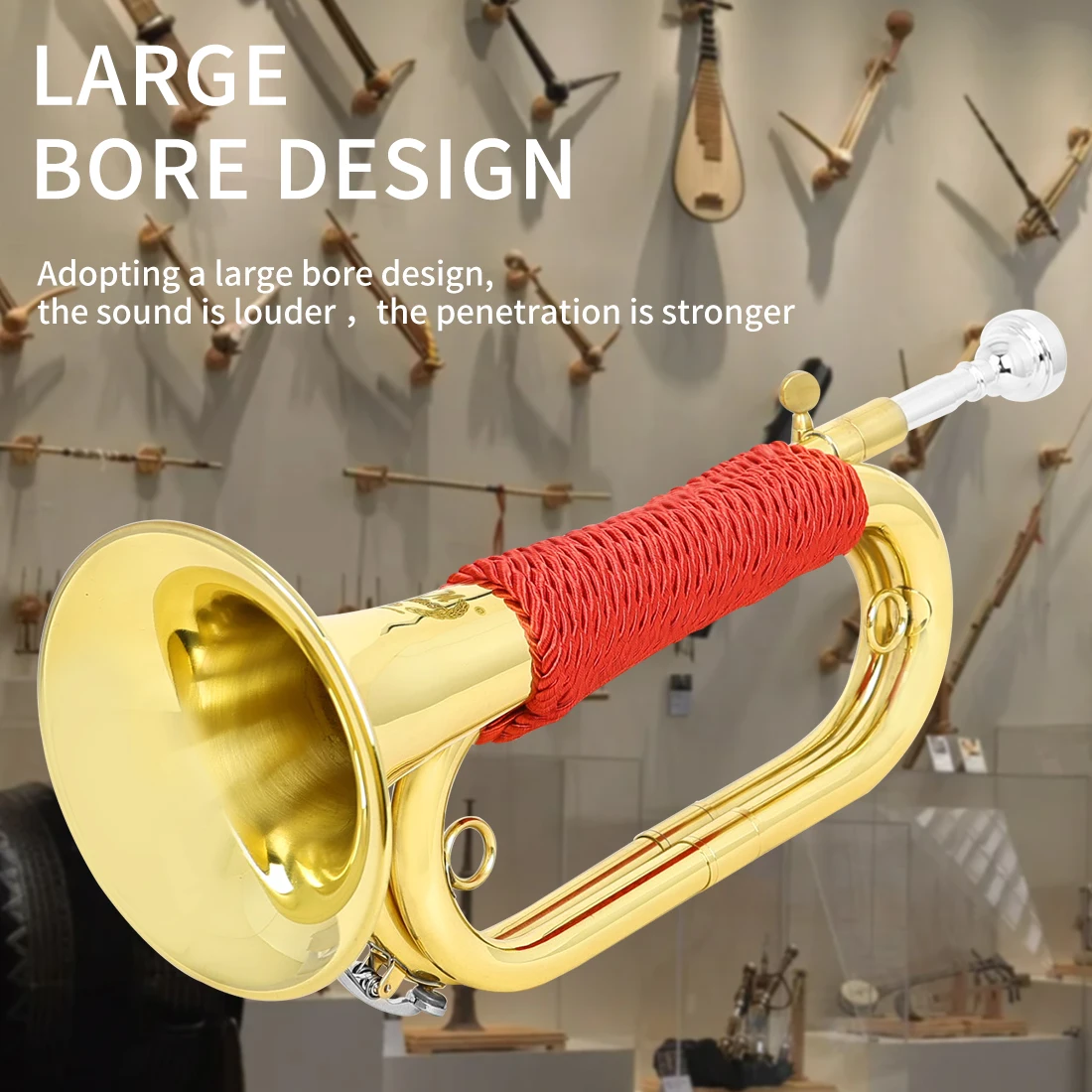 M MBAT ブーグル、スペイン風フルゲルホルン、銅製の行進 - Musical Instrument Bugle のレビューと価格